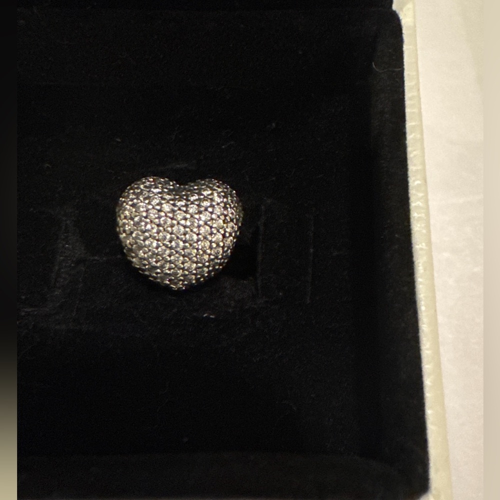 Pandora Retired Pavé Heart Clip Charm Clear CZ Sterling 925 Giftable Keepsake